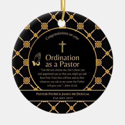 聖なる新しく定められた牧師の聖句の聖句カスタム セラミックオーナメント (正面)