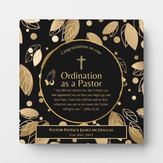 聖なる新しく定められた牧師の聖句の聖句カスタム フォトプラーク (正面)