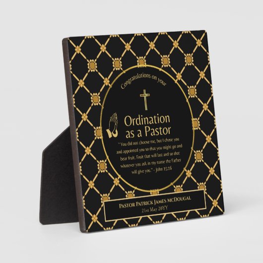 聖なる新しく定められた牧師の聖句の聖句カスタム フォトプラーク (正面)