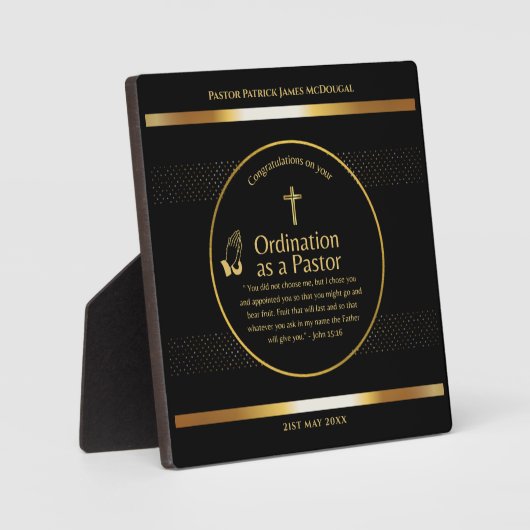 聖なる新しく授けられた牧師のパーソナライズされた贈り物 フォトプラーク (正面)