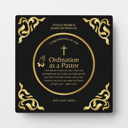聖なる新しく授けられた牧師のパーソナライズされた贈り物 フォトプラーク (正面)