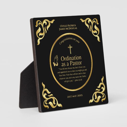 聖なる新しく授けられた牧師のパーソナライズされた贈り物 フォトプラーク (正面)