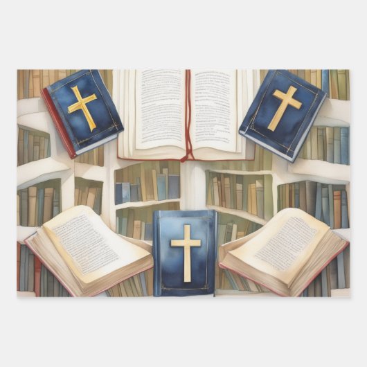 聖なる書物、 経典とクロス調和 ラッピングペーパーシート (正面)