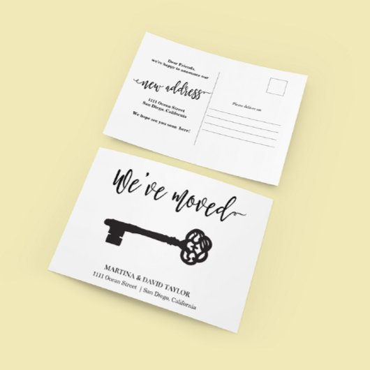 聖なる書物、 経典と鍵の新しい自宅住所のお知らせ ポストカード