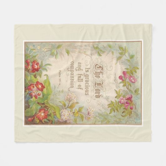 聖なる書物、経典によっては緑の草木のヴィンテージのアンティークが開花します フリースブランケット (正面(横))