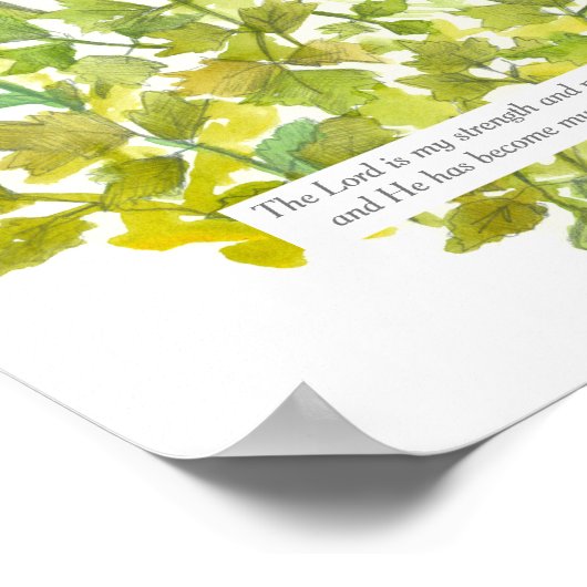 聖なる書物、 経典の出エジプト記15:2聖書の聖句プリムローズの花 ポスター (角)