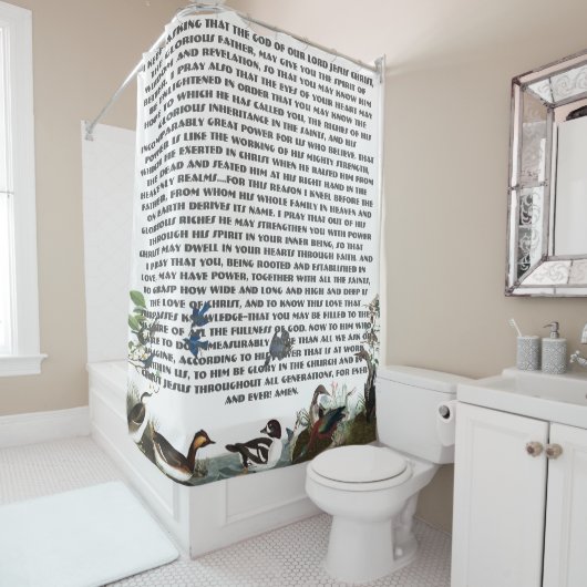 聖なる書物、経典の祈りの言葉の鳥の野性生物のシャワー・カーテン シャワーカーテン (インサイチュ)