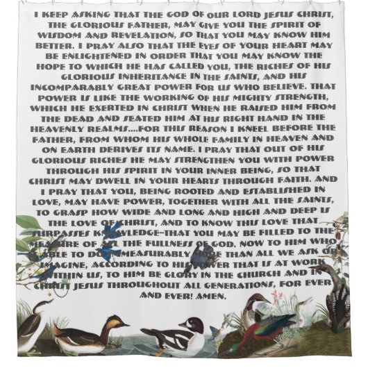 聖なる書物、経典の祈りの言葉の鳥の野性生物のシャワー・カーテン シャワーカーテン (正面)