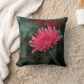 聖なる書物、経典の詩の緑のピンクのガーベラのデイジー クッション (ブランケット)