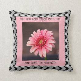 聖なる書物、経典の詩のB&Wのギンガムのピンクのデイジー、 クッション