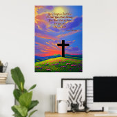 聖なる書物、 経典を追加, Christian Cross at Sunset ポスター (ホームオフィス)