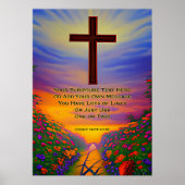 聖なる書物、 経典を追加， Christian Cross Sunset Garden ポスター (正面)