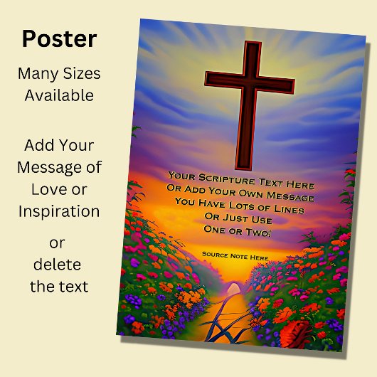 聖なる書物、 経典を追加， Christian Cross Sunset Garden ポスター