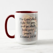 聖なる書物、 経典カスタムライオン背景コーヒーマグ マグカップ (左)