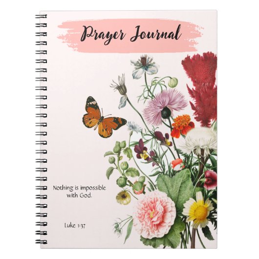 聖なる書物、 経典カスタムルカ1:37 -祈りの言葉ジャーナル ノートブック (正面)
