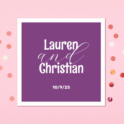 聖なる書物、 経典ダークパープル結婚ズ スタンダードカクテルナプキン