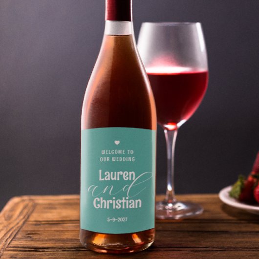 聖なる書物、 経典ティール（緑がかった色）ス結婚クエアワインラベル ワインラベル