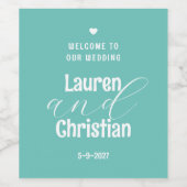 聖なる書物、 経典ティール（緑がかった色）ス結婚クエアワインラベル ワインラベル (シングルラベル)