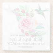 聖なる書物、 経典バイブルバースピンクローズバード宗教的 ガラスコースター (裏面)