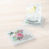 聖なる書物、 経典バイブルバースピンクローズバード宗教的 ガラスコースター (アングル)