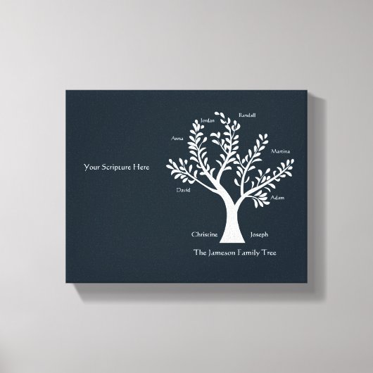 聖なる書物、 経典ファミリツリーキャンバス印刷、メッドブラック キャンバスプリント (正面)