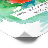 聖なる書物、 経典マタイ7:7聖書《植物》百日草花 ポスター (角)