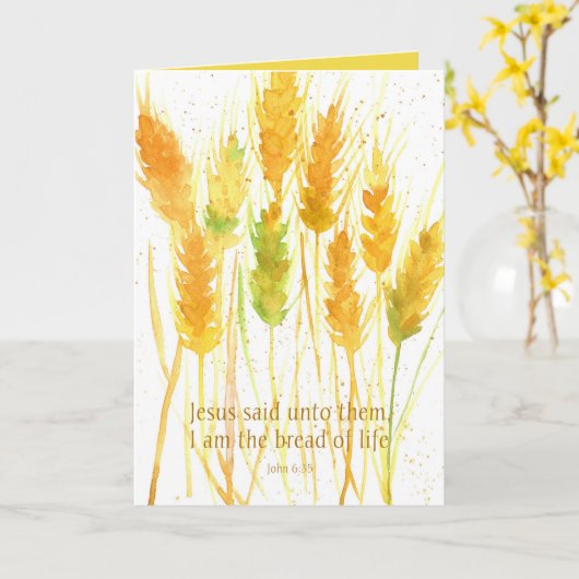 聖なる書物、 経典ヨハネ6:35 Bread of Life Wheat Bible カード (黄色い花)