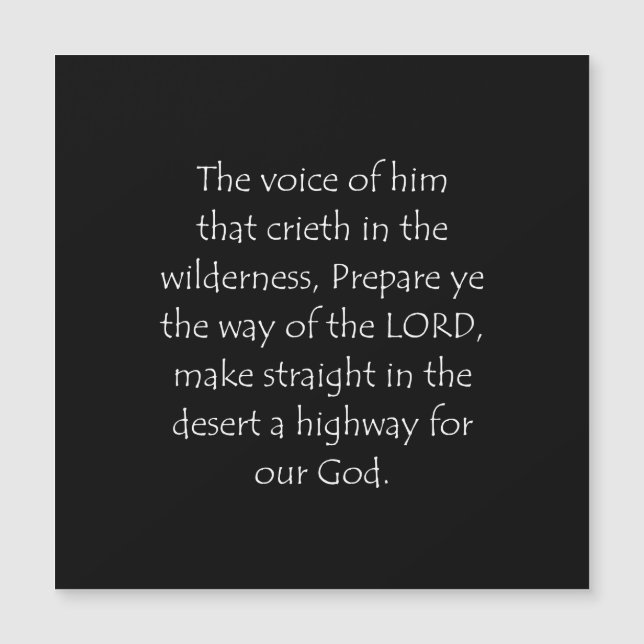 聖なる書物、 経典引用文イザヤ40 3 (正面)