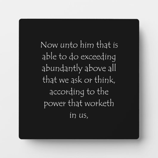 聖なる書物、 経典引用文エペソ3 20 フォトプラーク (正面)