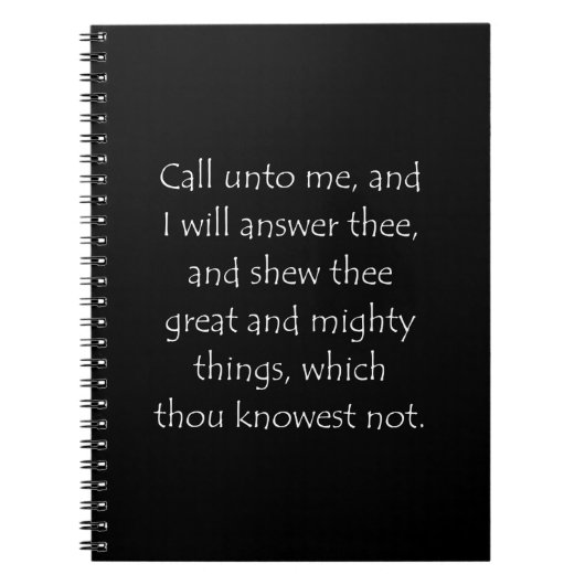 聖なる書物、 経典引用文エレミヤ33 3 ノートブック (正面)