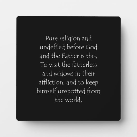 聖なる書物、 経典引用文ジェームズ1 27 フォトプラーク (正面)