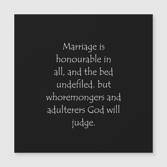 聖なる書物、 経典引用文ヘブル13 4 (正面)