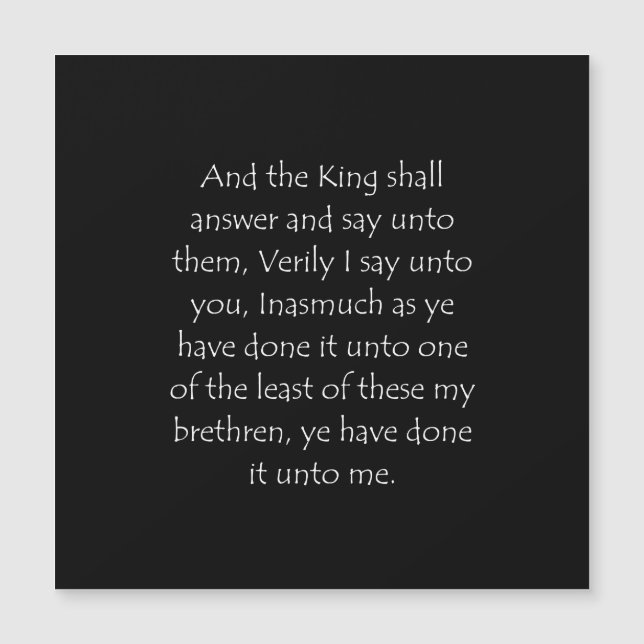 聖なる書物、 経典引用文マシュー25 40 (正面)