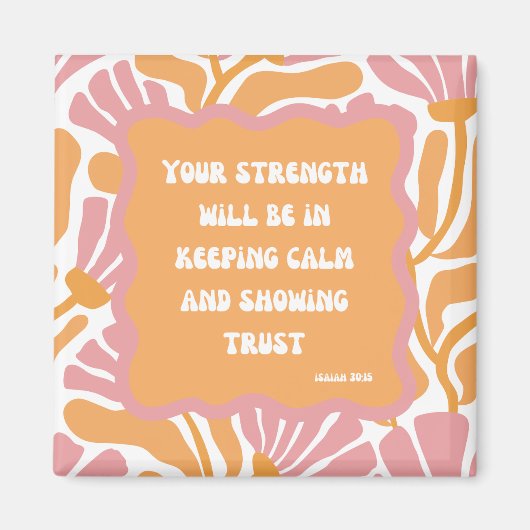 聖なる書物、 経典引用文マスタードピンク抽象芸術聖句 マグネット (正面)