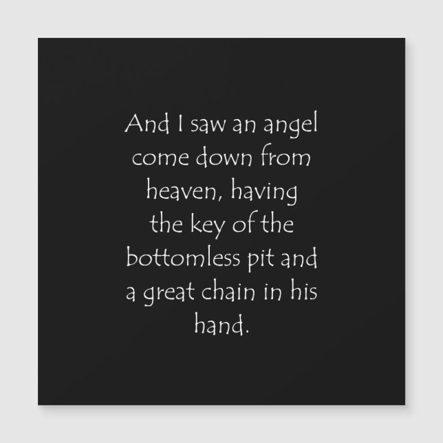 聖なる書物、 経典引用文啓示20 1 (正面)