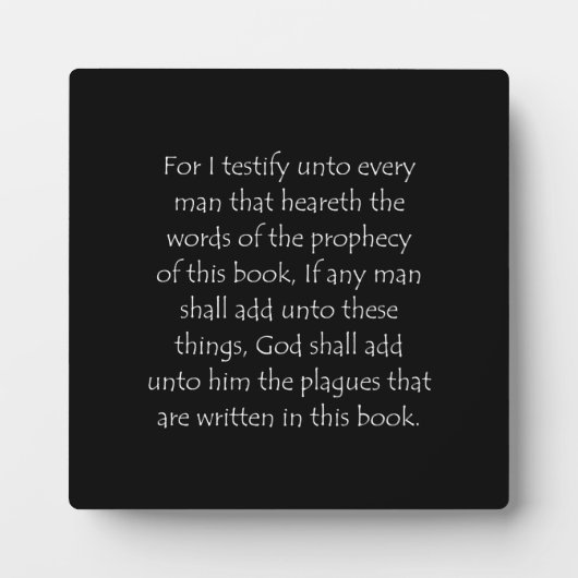 聖なる書物、 経典引用文黙示録22 18 フォトプラーク (正面)