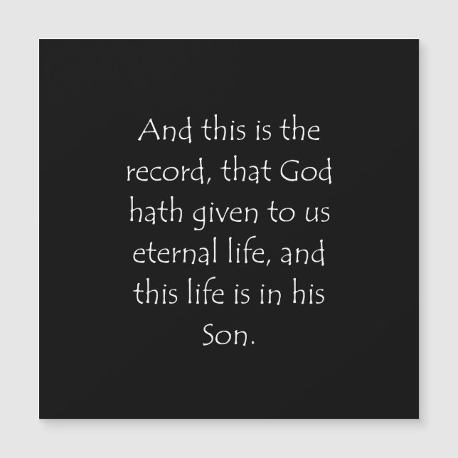 聖なる書物、 経典引用文1ジョン5 11 (正面)