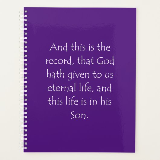 聖なる書物、 経典引用文1ジョン5 11 プランナー手帳 (正面)