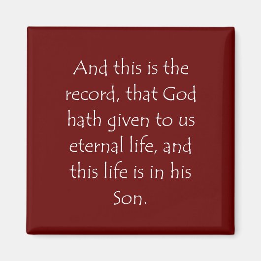 聖なる書物、 経典引用文1ジョン5 11 マグネット (正面)