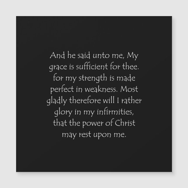 聖なる書物、 経典引用文2コリント12 9 (正面)
