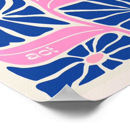 聖なる書物、 経典引用文JWブルー感動的ピンクフローラ ポスター (角)