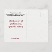 聖なる書物、 経典感動的フィリップ1:3ありがとう ポストカード (裏面)