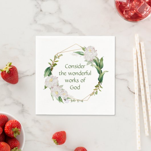 聖なる書物、 経典感動的引用文ホワイトローズフラワー スタンダードカクテルナプキン (インサイチュ)