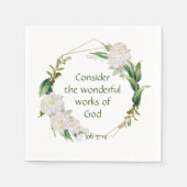 聖なる書物、 経典感動的引用文ホワイトローズフラワー スタンダードカクテルナプキン (正面)