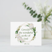 聖なる書物、 経典感動的引用文ホワイトローズフラワー ポストカード (スタンド正面)