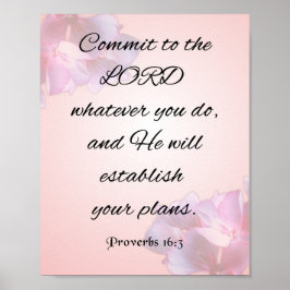 聖なる書物、 経典感動的、箴言16:3 ポスター