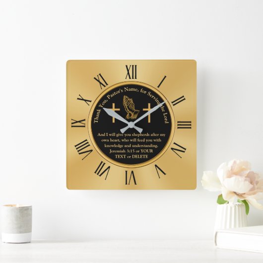 聖なる書物、 経典牧師の感謝の贈り物またはクリスマス スクエア壁時計 (ホーム)