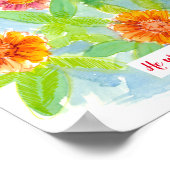 聖なる書物、 経典申命記31:6クリスチャン《植物》百日草花 ポスター (角)