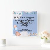 聖なる書物、 経典男の赤ちゃん告知カードこの子1 スクエア壁時計 (ホーム)