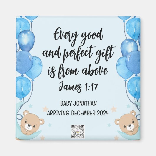 聖なる書物、 経典男の赤ちゃん発表磁石2 マグネット (正面)